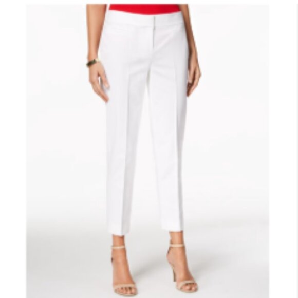 Nine West White Lily Straight Leg Crop Dress Pants 2 - Picture 1 of 6